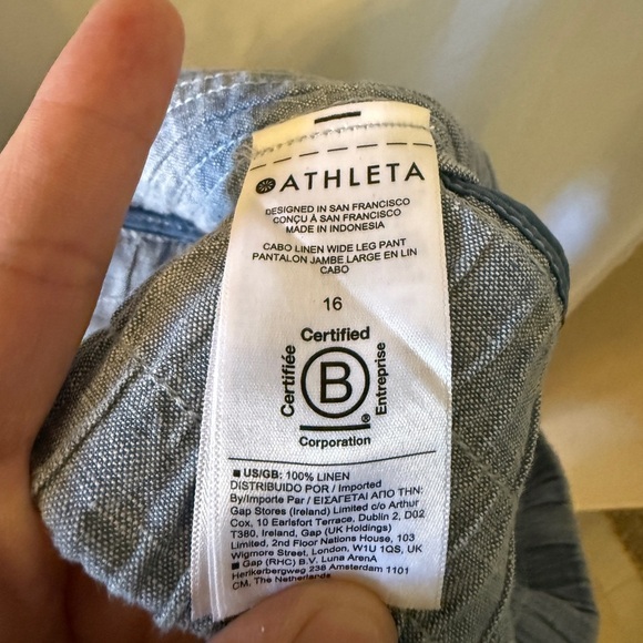 Athleta Light Blue Linen Wide-Leg Pants size 16 - Picture 7 of 7